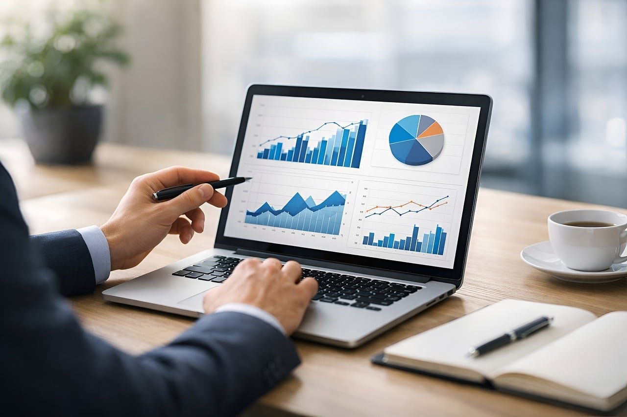Painel com dados de CRM para marketing em tela de computador